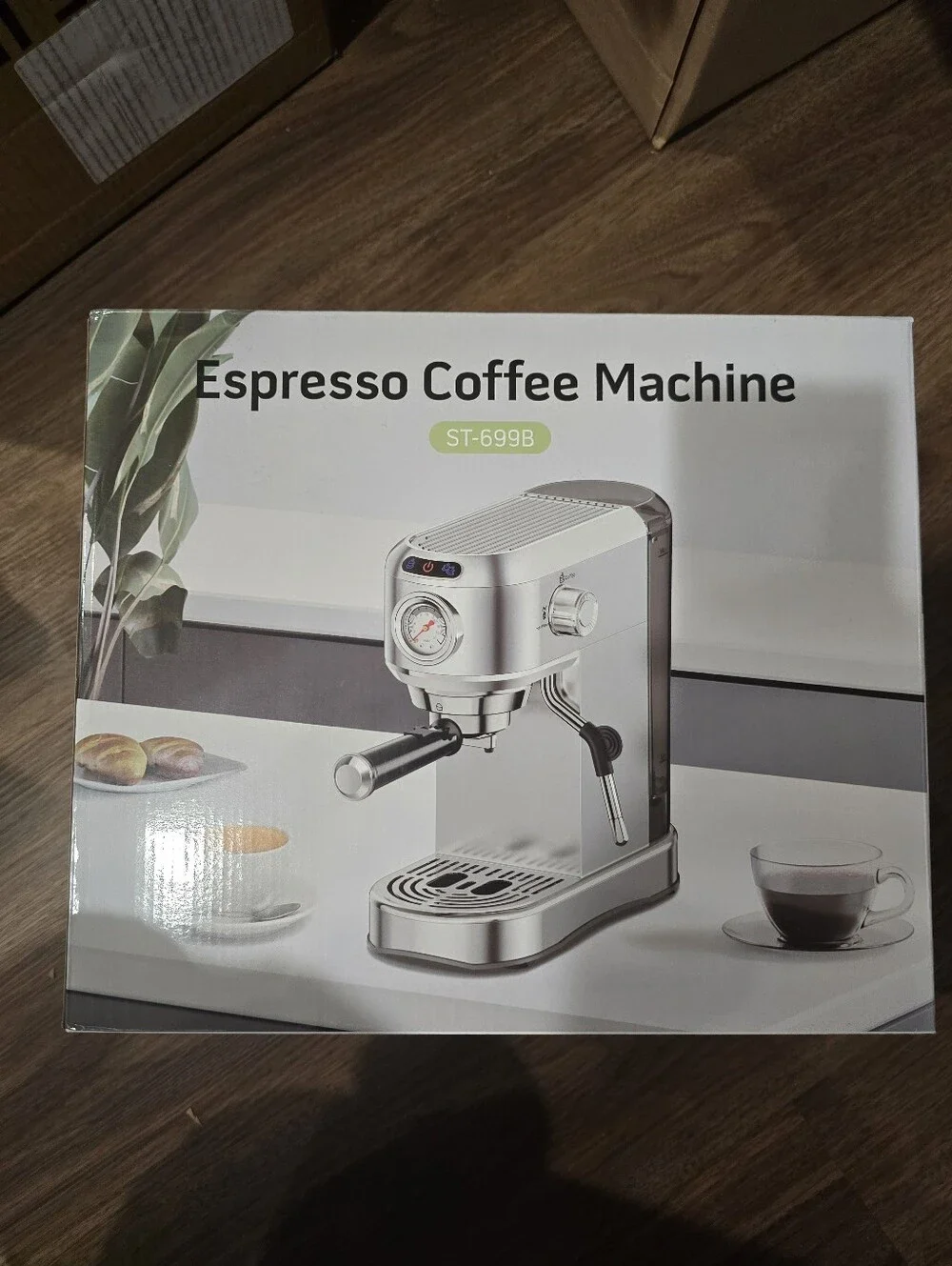 Stainless Steel Espresso Machine with Steam Wand - Silver